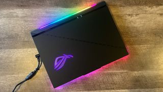 Asus ROG Strix Scar 16 with lid closed to show back panel